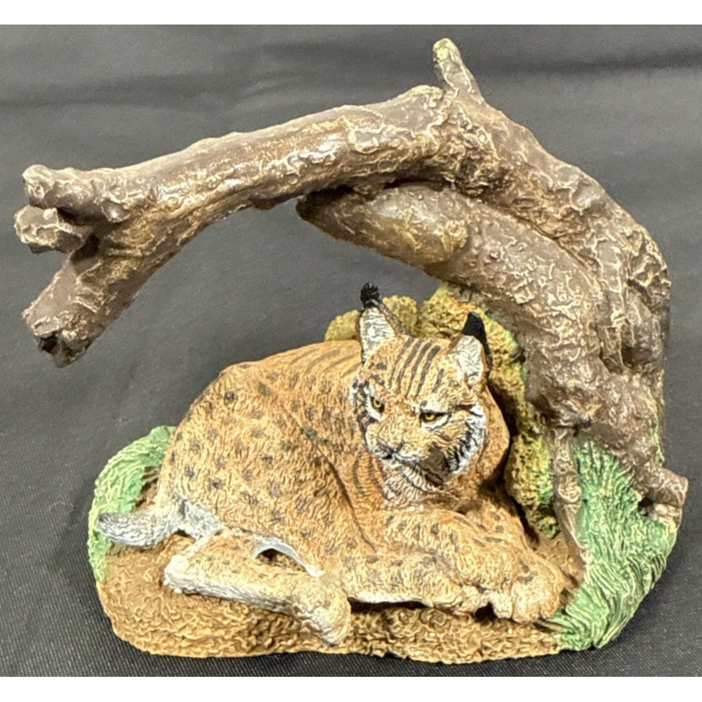 Franklin Mint Lynx Sculpture Wildlife Trust 1987 Brown Iberian Lynx Figurine